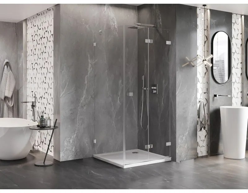 Mexen Lunar-F, 1-krídlový sprchový kút so skladacími dverami, pravý, 70 x 70 cm, 8mm číre sklo, chrómový profil, 836-070-070-01-00-P