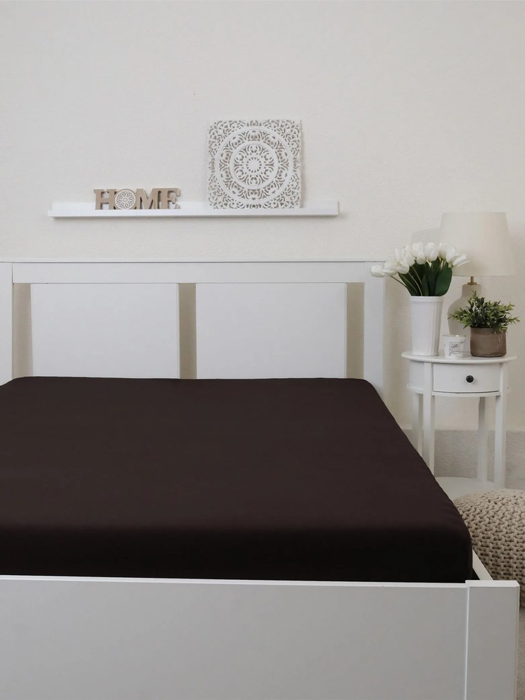 Jersey plachta Classic 160 × 200 cm - tmavo hnedá