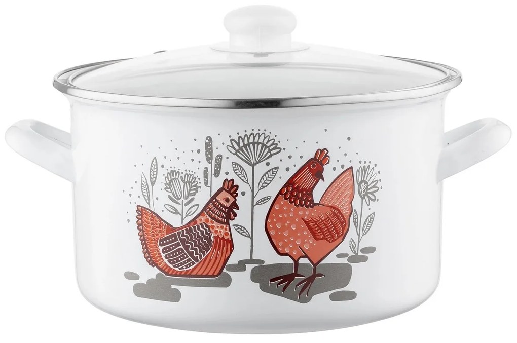 Emalia Pleszew Smaltovaný hrniec s pokrievkou Rubinka, 22 cm, 4,7 l, pr. 22 cm