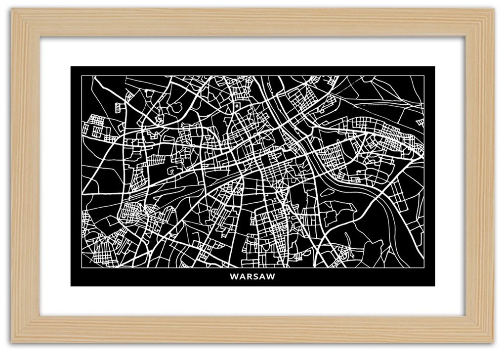 Gario Plagát Plán mesta Varšava Farba rámu: Bez rámu, Rozmery: 100 x 70 cm