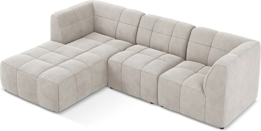 Béžová zamatová rohová pohovka (ľavý roh/s leňoškou) Aloha – Makamii