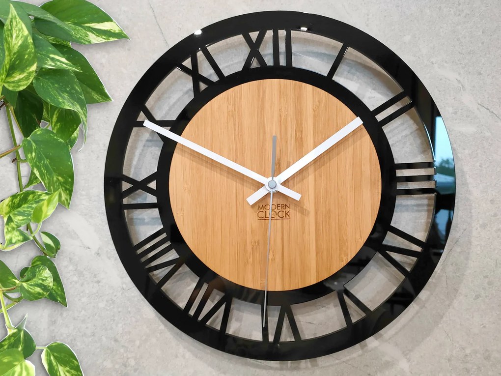 Bambusové nástenné hodiny Verona 30 cm hnedé/čierne