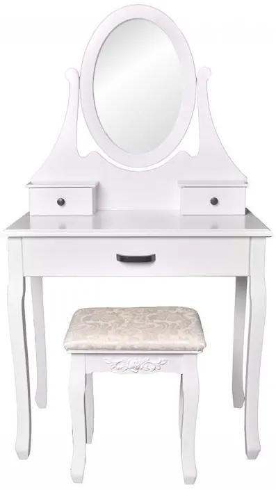 MODERNHOME Toaletný kozmetický stolík so zrkadlom + taburetkou Lucy
