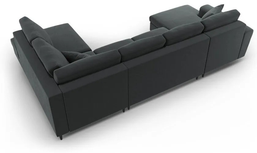 Tmavosivá zamatová rozkladacia/s úložným priestorom rohová pohovka (pravý roh/do "U") Kyoto – Cosmopolitan Design