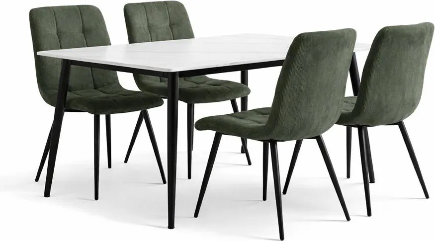 Jedálenský set 4x stolička + stôl 140 cm AVENBERG EMERALD