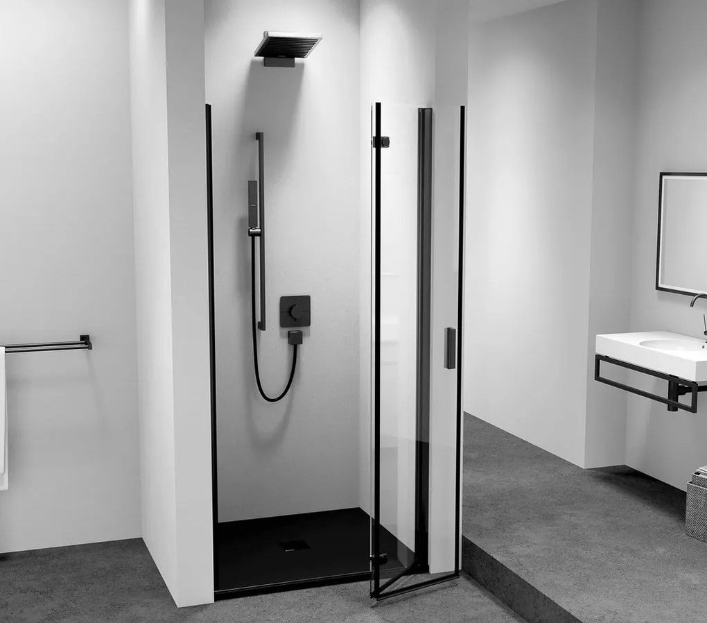 Polysan Polysan, ZOOM BLACK sprchové dvere do niky 800 mm, pravé, číre sklo, ZL4815BR-01