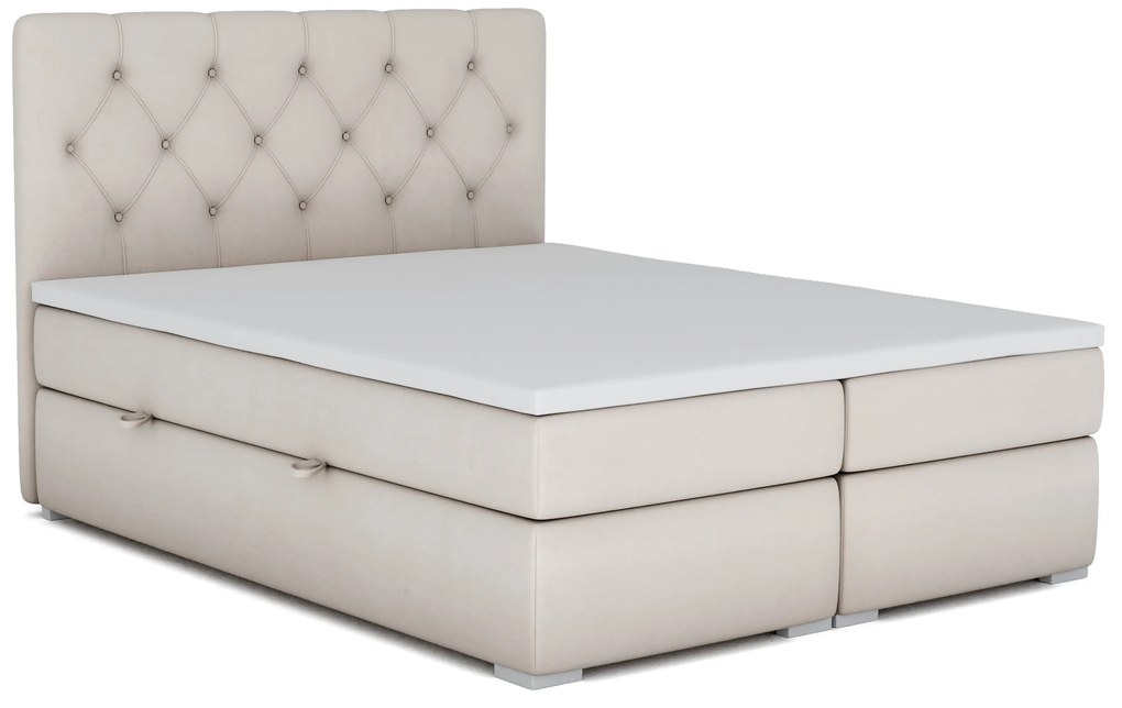 Manželská posteľ Boxspring 140 cm Ronda (krémová) (s úložným priestorom). Akcia -21%. Vlastná spoľahlivá doprava až k Vám domov. 1020371