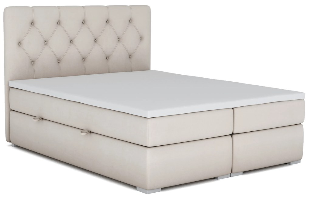 Manželská posteľ Boxspring 160 cm Ronda (krémová) (s úložným priestorom). Vlastná spoľahlivá doprava až k Vám domov. 1020372
