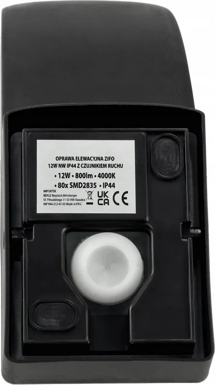 BERGE LED nástenné svietidlo 12W - 800lm - vonkajšie s pohybovým čidlom