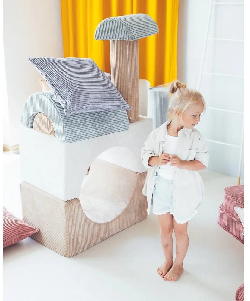 Modrý menčestrový detský pohovkový vankúš Block – Wigiwama