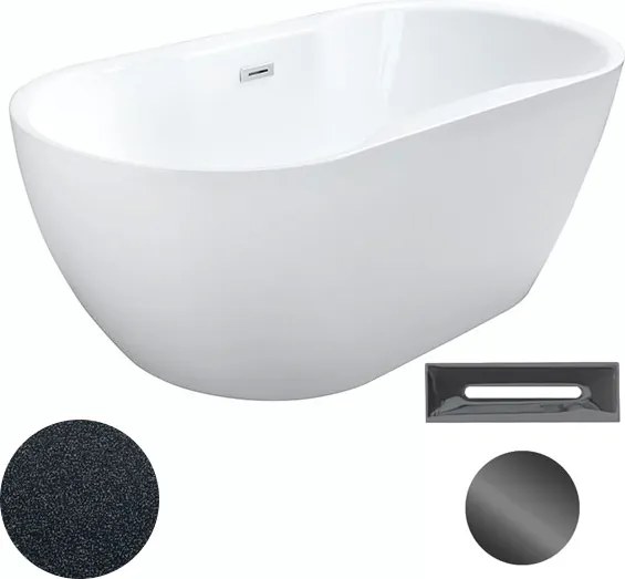 Besco Akrylátová voľne stojaca vaňa Navia Glam G 140x75 (150x80, 160x80) BESCO-Typ výpuste: Click-Clack s prepadom, čierna, BESCO-Rozmery: 150x80, BE…