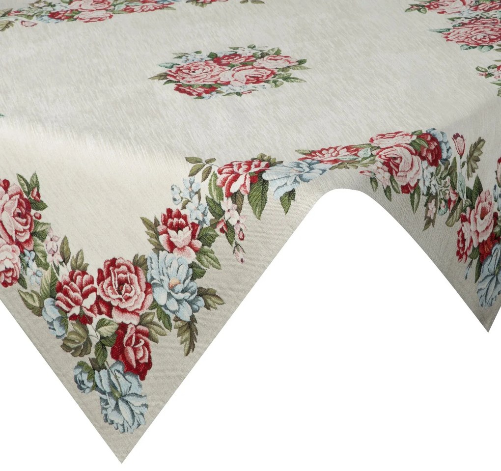 GOBELÍNOVÝ OBRUS NATUR 100X100 CM KVETY