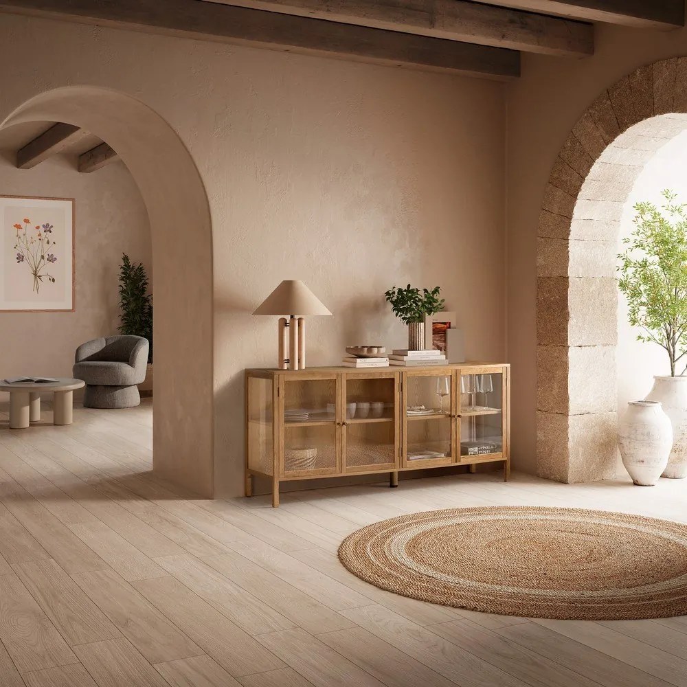 Vitrína v dekore duba v prírodnej farbe 180x80x40 cm Ceci – MOME