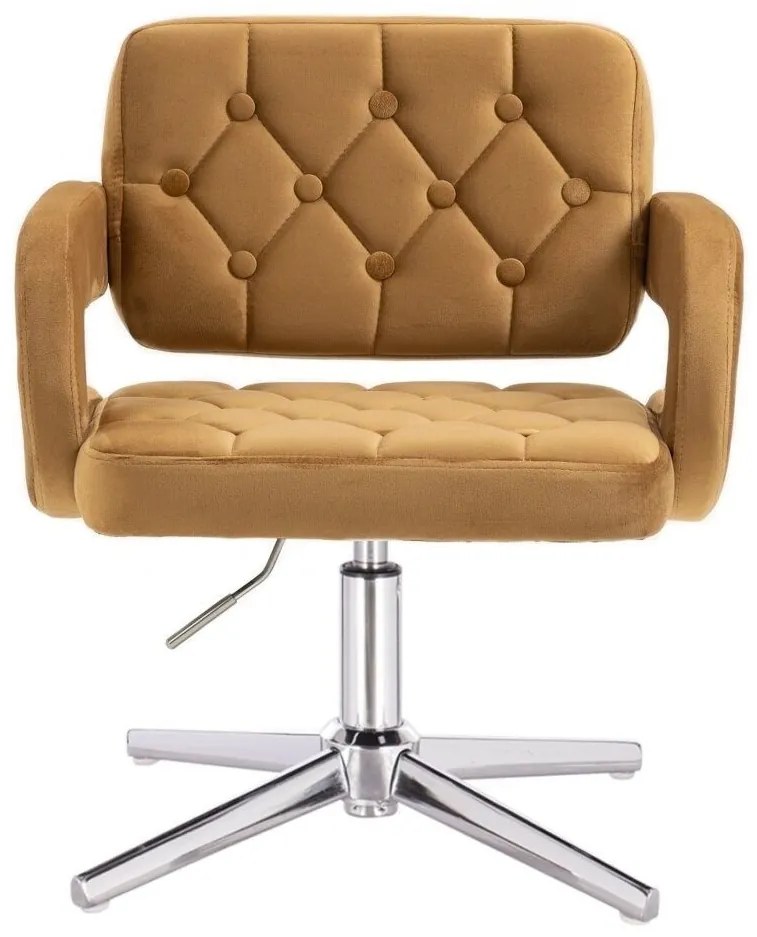 LuxuryForm DESIGN Stolička ADRIA VELUR na striebornom kríži - medová