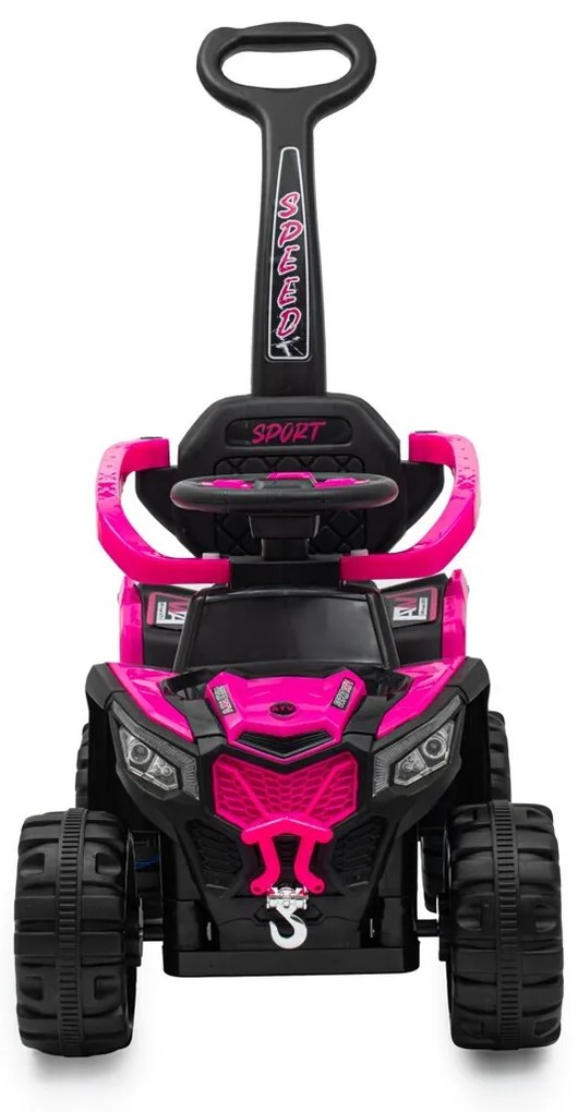 Baby Mix Detská elektrická odrážedlo s vodiacoutyčou Ruggy, ružová