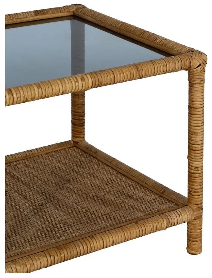 Konferenčný stolík so sklenenou doskou v prírodnej farbe 40x90 cm – Ixia