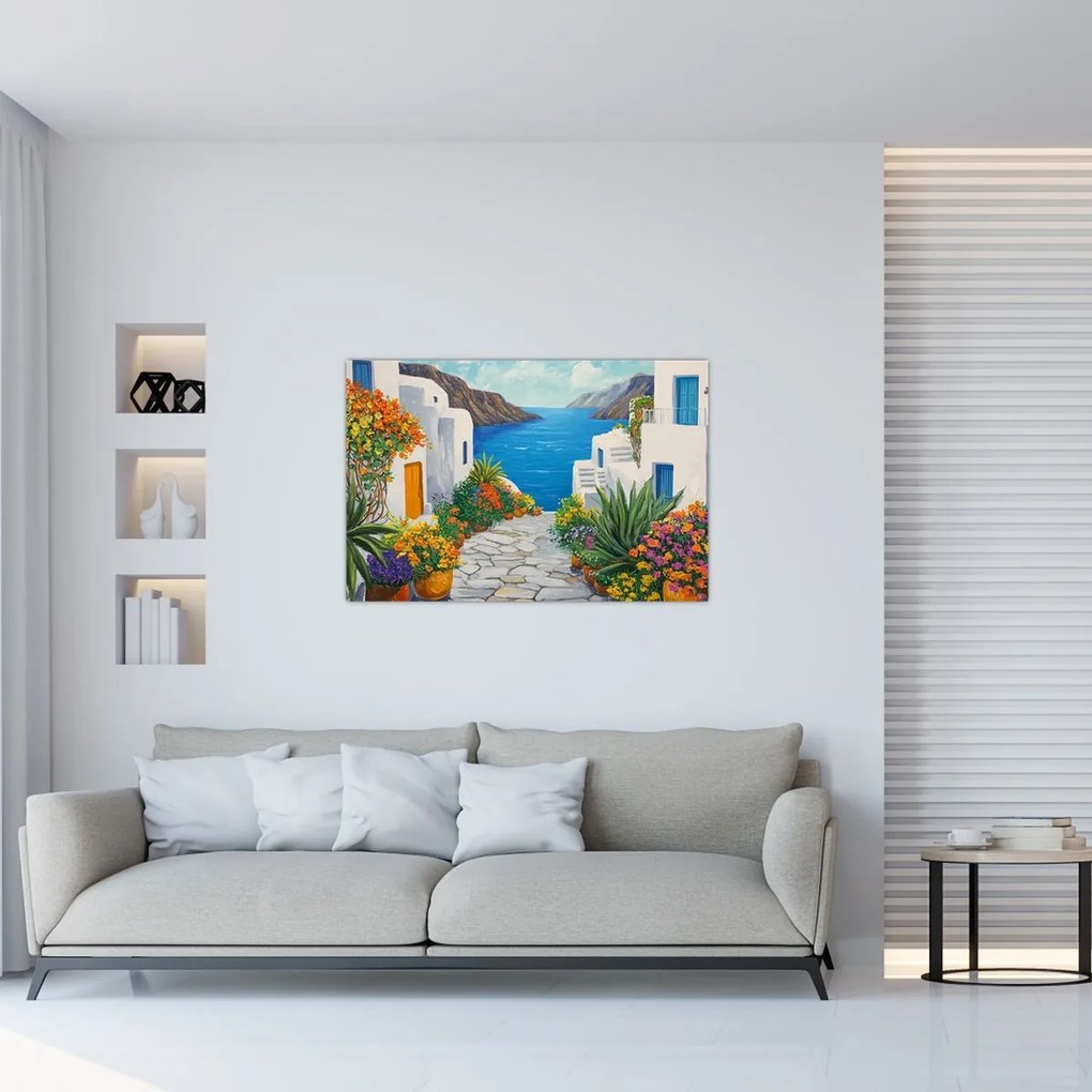 Obraz - Grécka ulička (90x60 cm)