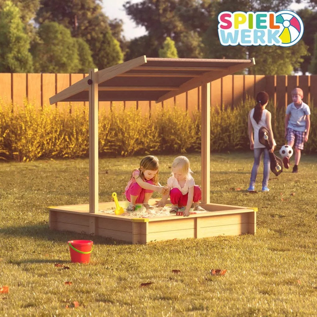 Spielwerk Pieskovisko so strieškou Leny, smrekové drevo, 120x120x120cm