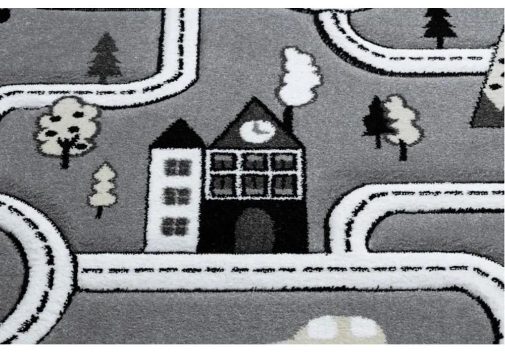 Detský kusový koberec Cesty v meste sivý 120x170cm