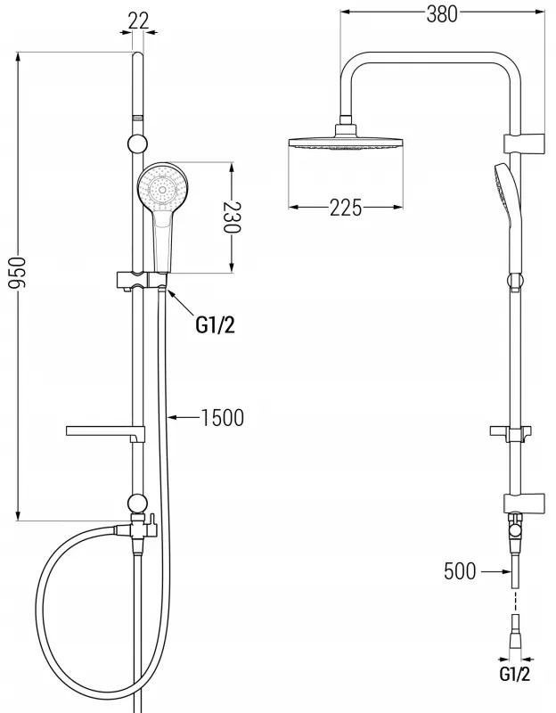 Mexen Erik, sprchový set s dažďovou sprchou a CUBE termostatickou sprchovou batériou, čierna matná, 77200205-70