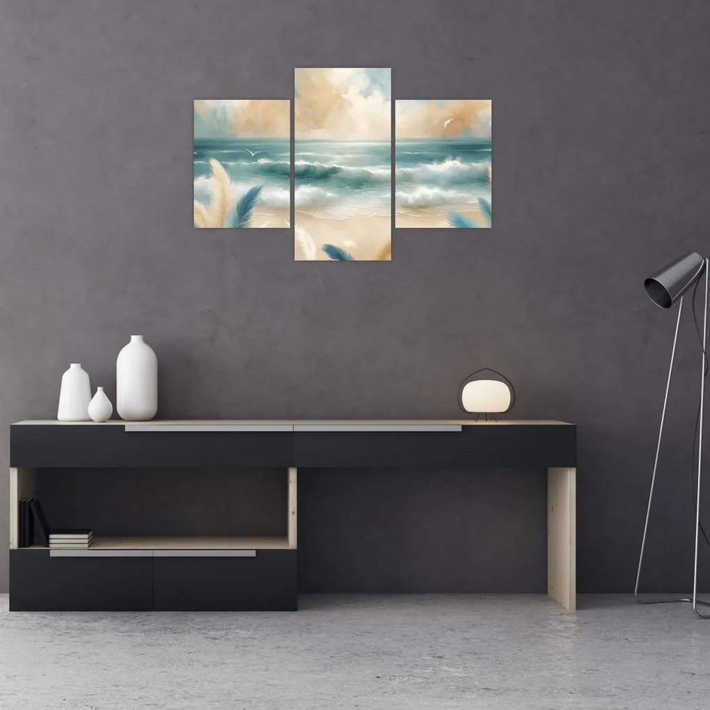 Obraz – Maľovaná pláž v jemných farbách (90x60 cm)