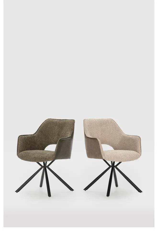 Zelené čalúnené jedálenské kreslá v súprave s podrúčkami 2 ks Mariel – Marckeric