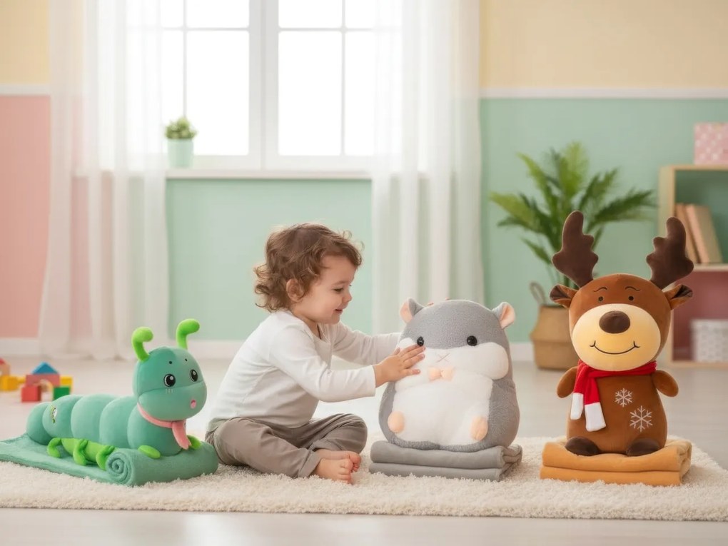 Plyšový DINOSAURUS s detskou dekou vo vnútri, zelený