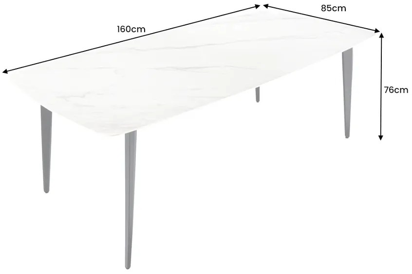 Keramický jedálenský stôl Garold 160 cm vzor biely mramor