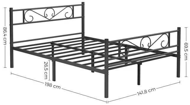 Kovová manželská posteľ 140 cm RMB063B01