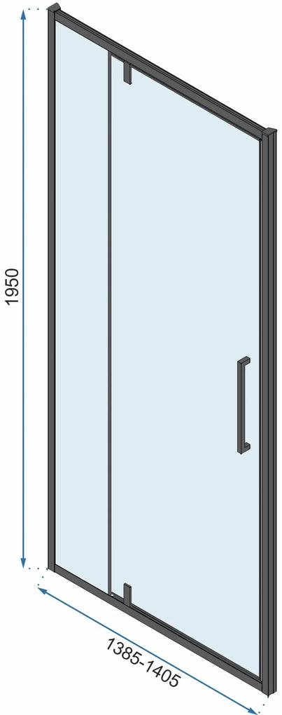 Rea Rapid Swing, rohový sprchovací kút 90 (dvere) x 80 (stena) x 195 cm, 6mm číre sklo, čierny profil, KPL-009925
