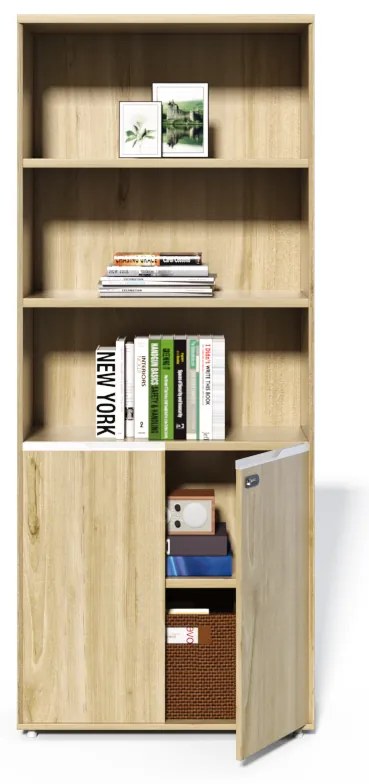 Vysoká kancelárska skriňa Houseland Profit Pro 04 dub prírodný