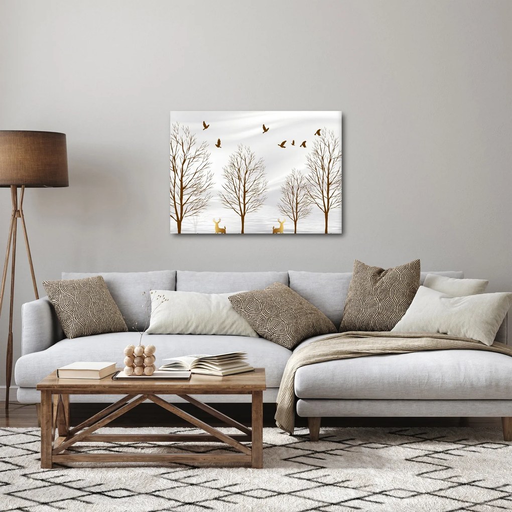 Obraz - Jelene pred riekou (70x50 cm)