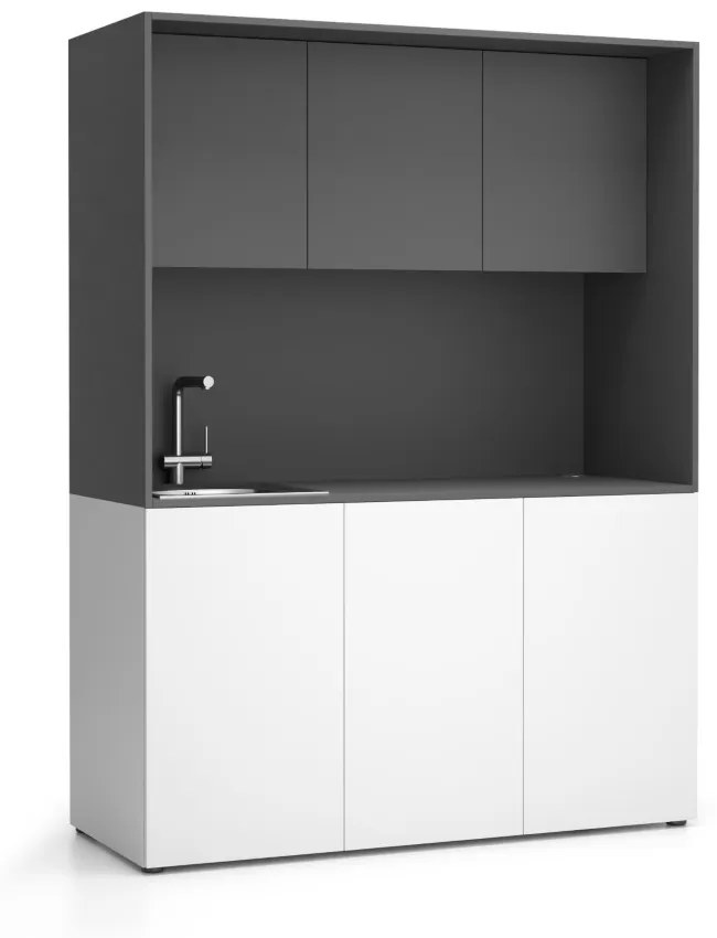 PLAN Kuchynka NIKA s drezom a batériou 1481 x 600 x 2000 mm, grafitová, ľavé