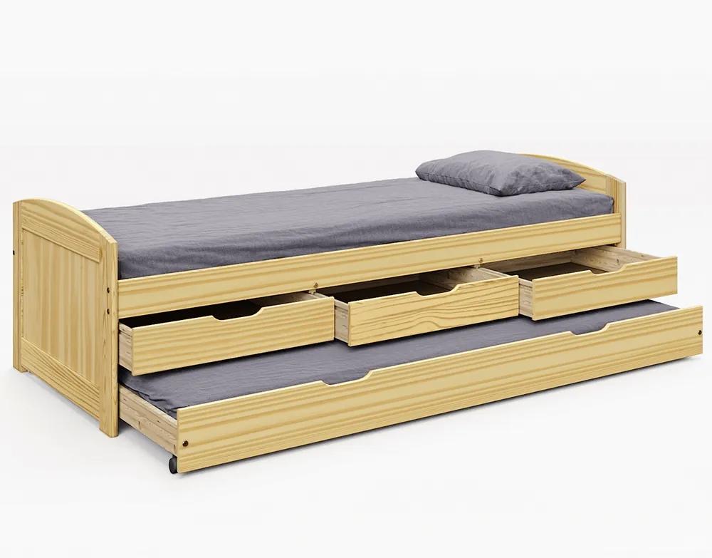Jednolôžková posteľ s prístelkou Marinella New 90x200 cm - prírodná