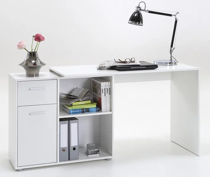 Písací stôl s regálom Albrecht, biely