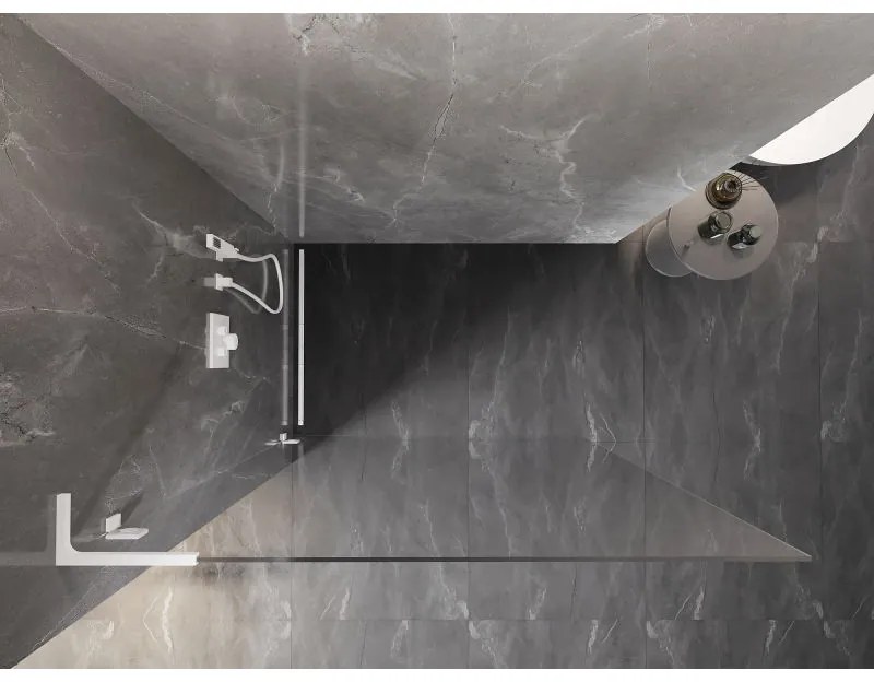 Mexen Lunar L, sprchová stena ľavá 100 x 200 cm, 8mm číre sklo, biely profil, 830L-100-000-20-00-L