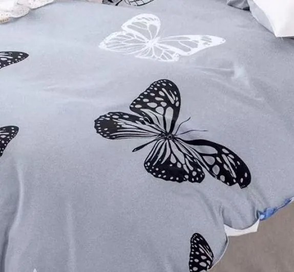 Obliečky GALENA GREY BUTTERFLIES 7-dielna sada 140x200 cm