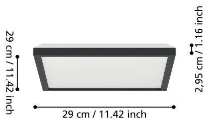 Eglo 901466-LED RGBW St. kúpeľ. svietidlo ROVITO-Z 13,4W/230V 29x29cm IP44 čierna