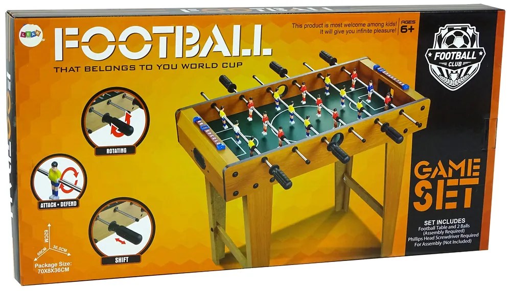 LEAN TOYS Drevený stolný futbal 62cm