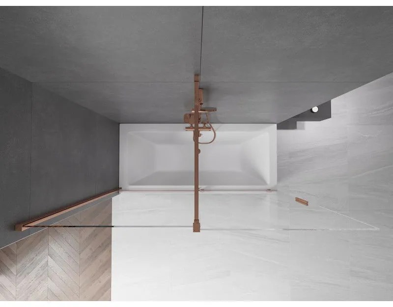 Mexen Velar, 2-krídlová posuvná vaňová zástena 180 x 150 cm, 8mm číre sklo, ružové zlato, 896-180-000-01-60