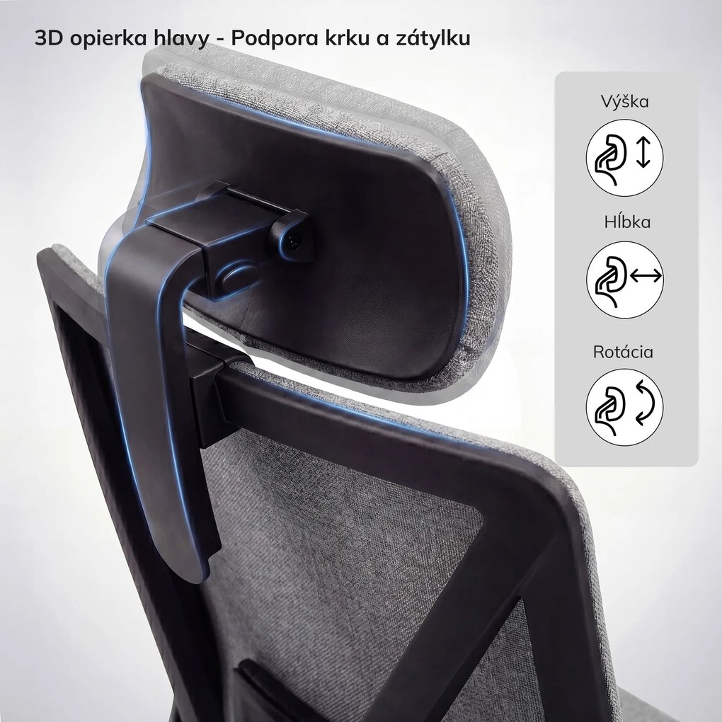 Ergonomická kancelárska stolička sivá VECTOR