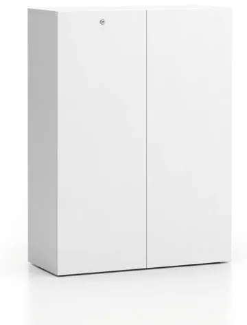 PLAN Nízka kancelárska skrinka SEGMENT, uzamykateľná, 2 police, 840 x 370 x 1140 mm, biela