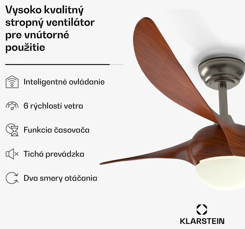 Klarstein Monteverde stropný ventilátor s nastaviteľným osvetlením