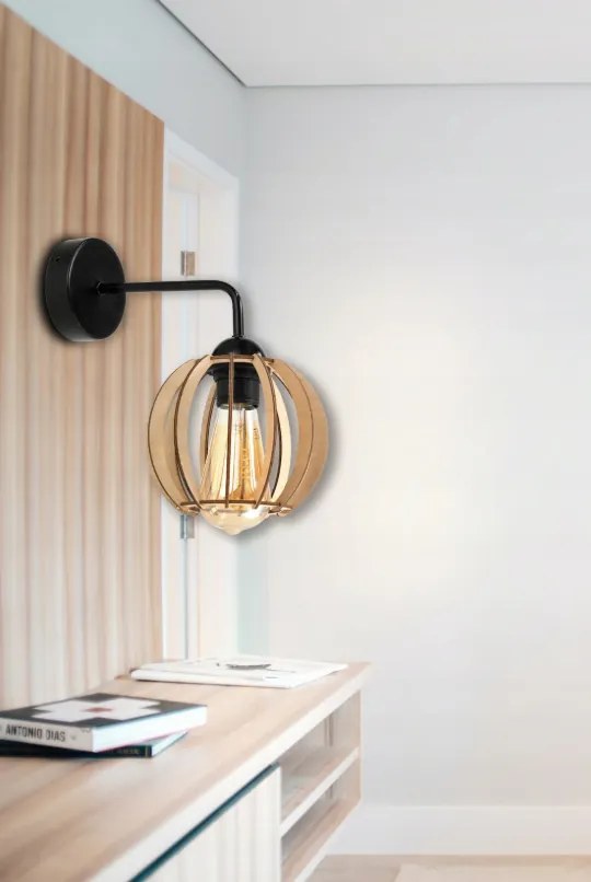 Nástenná lampa 1x E27 LOFT edison LED nástenné svietidlo nad zrkadlo, drevené