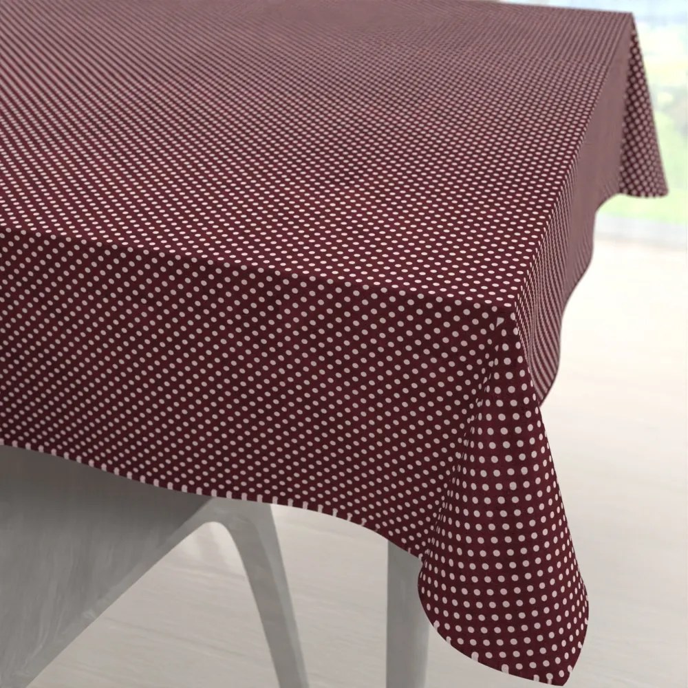 Biante Bavlnený štvorcový obrus Sandra SA-339 Biele bodky na tmavo červenom 90x90 cm