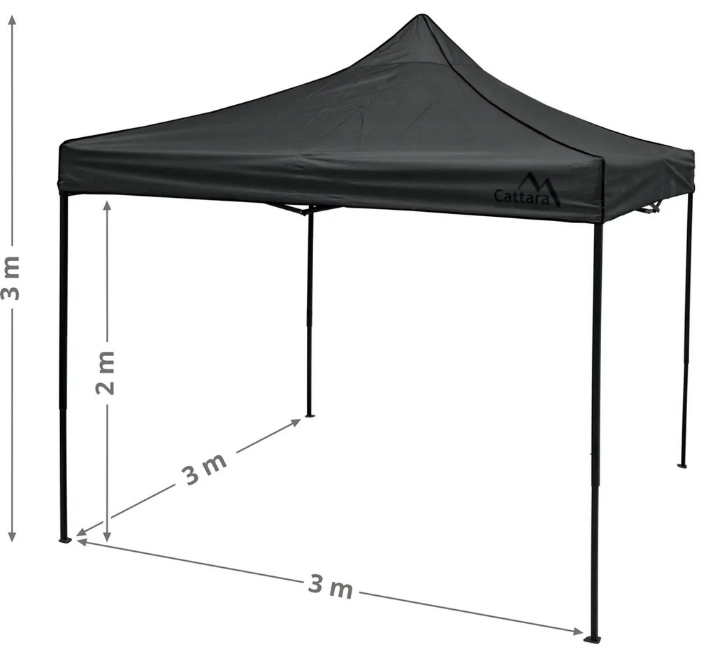 Cattara 13342 Párty stan nožnicový Waterproof, sivá, 3 x 3 m, M