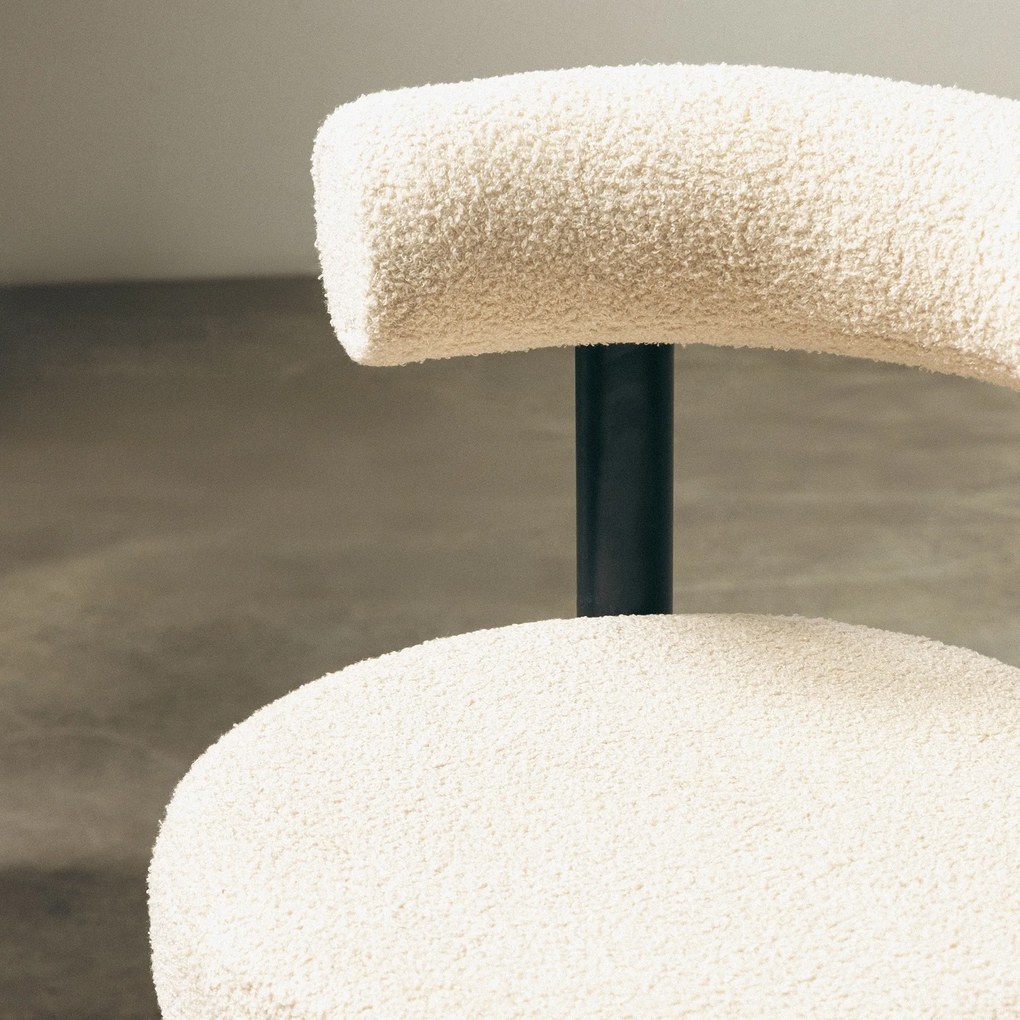Barová stolička Pedro bouclé ecru/čierna