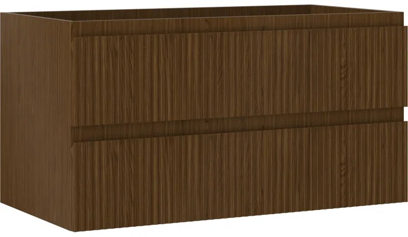 Mexen Rivel, kúpeľňová skrinka 90 cm, 2 zásuvky, drážkovaná, orech, 91A20-09047-2-BFF86