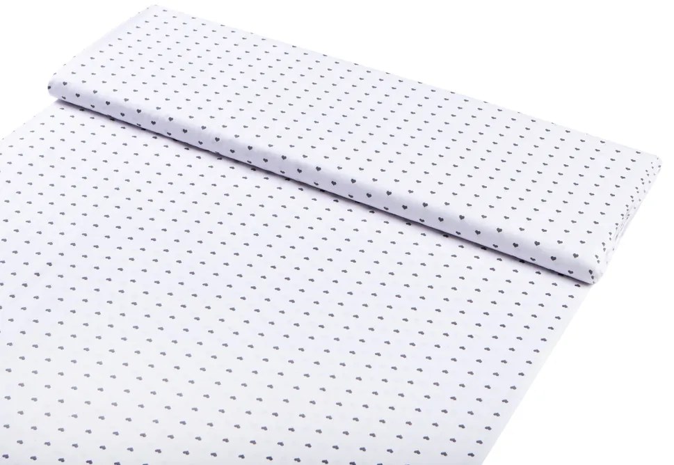 Biante Detské bavlnené posteľné obliečky do postieľky Sandra SA-265 Tmavo sivé srdiečka na bielom Do postieľky 90x120 a 40x60 cm