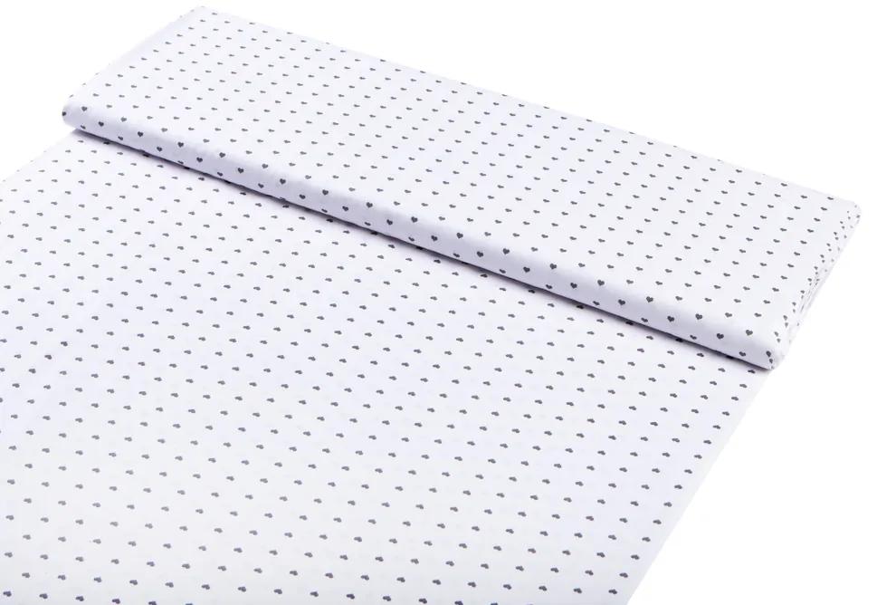 Biante Detské bavlnené posteľné obliečky do postieľky Sandra SA-265 Tmavo sivé srdiečka na bielom Do postieľky 90x130 a 40x60 cm